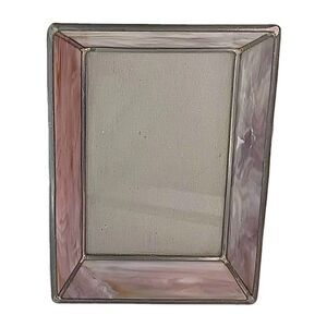 Vintage Light Purple Slag Stained Glass Photo Frame 7.5" x 6.5" Fits 4" x 6"